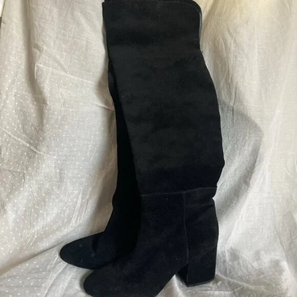 J.Crew Sadie over the knee tall suede boots Black sz 6 - Picture 2 of 10